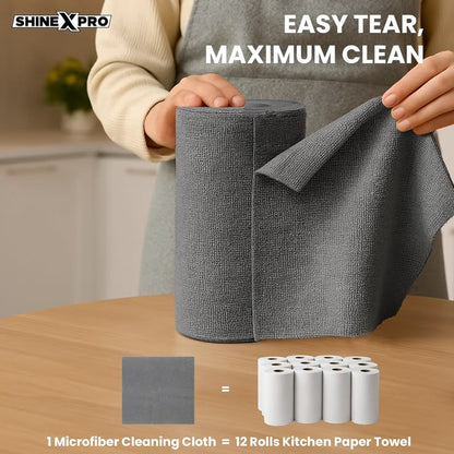 𝐌𝐢𝐜𝐫𝐨𝐟𝐢𝐛𝐞𝐫 𝐂𝐥𝐞𝐚𝐧𝐢𝐧𝐠 𝐑𝐨𝐥𝐥 – 50 Reusable Sheets in 1 Roll