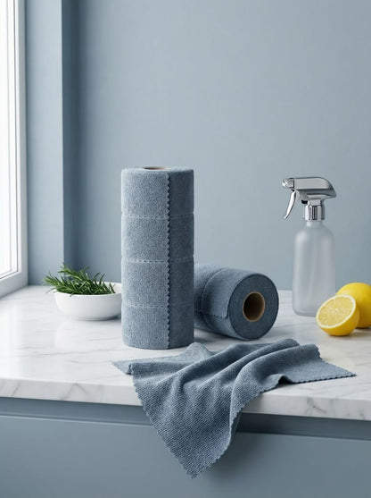 𝐌𝐢𝐜𝐫𝐨𝐟𝐢𝐛𝐞𝐫 𝐂𝐥𝐞𝐚𝐧𝐢𝐧𝐠 𝐑𝐨𝐥𝐥 – 50 Reusable Sheets in 1 Roll