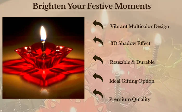 3D Multicolor Reflective Water Rangoli Diya