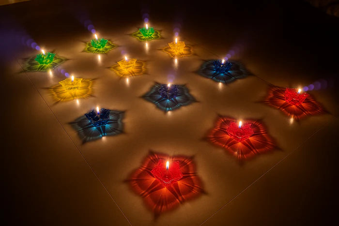 3D Multicolor Reflective Water Rangoli Diya