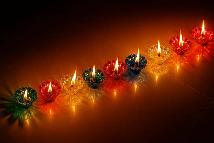 3D Multicolor Reflective Water Rangoli Diya