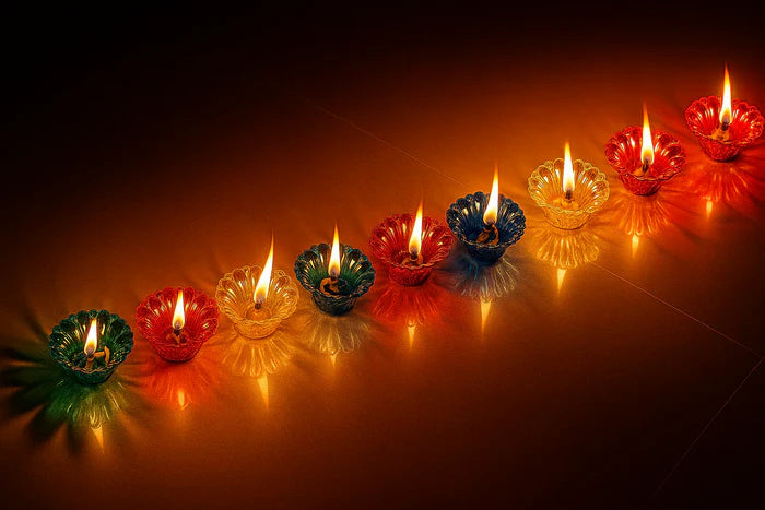 3D Multicolor Reflective Water Rangoli Diya