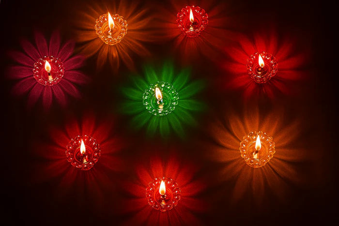 3D Multicolor Reflective Water Rangoli Diya